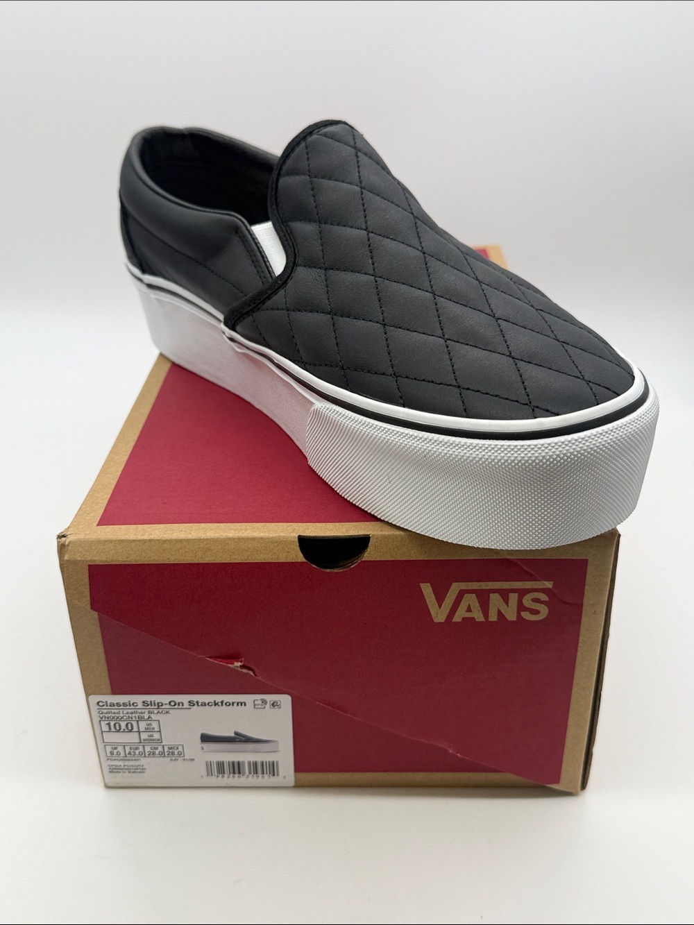 Vans Quilted Slip-On Platform Sneaker in Black/White